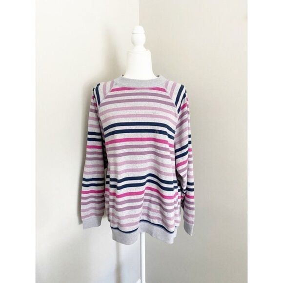 Striped American Eagle Crew Neck Pullover Long Sleeve Sweatshirt, NWT - Picture 1 of 3